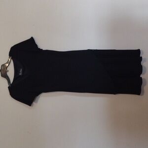 SL Fashions Black short sleeved FRINGED cocktail dress - size 6